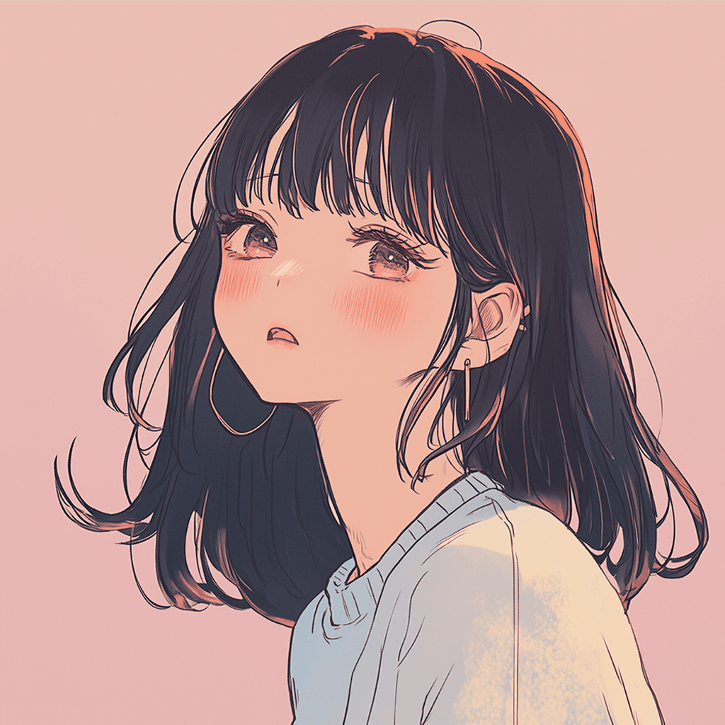 黒髪の可愛い女の子のフリーアイコン