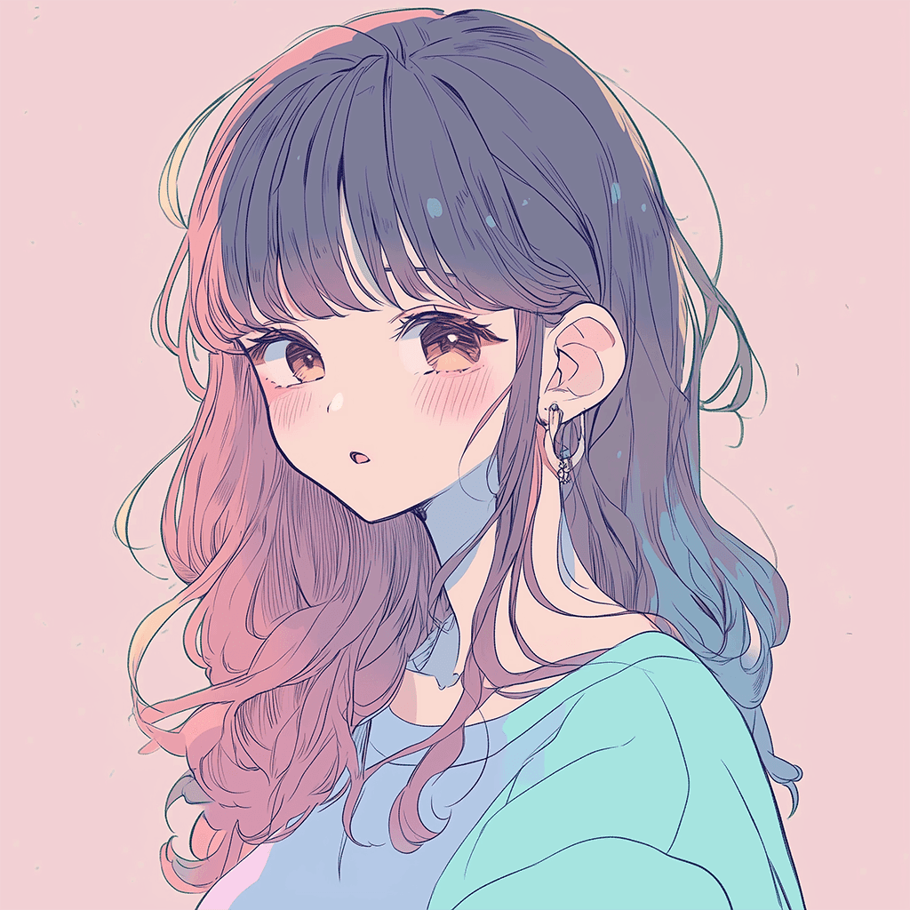 ウェーブヘアの可愛い女性のフリーアイコン