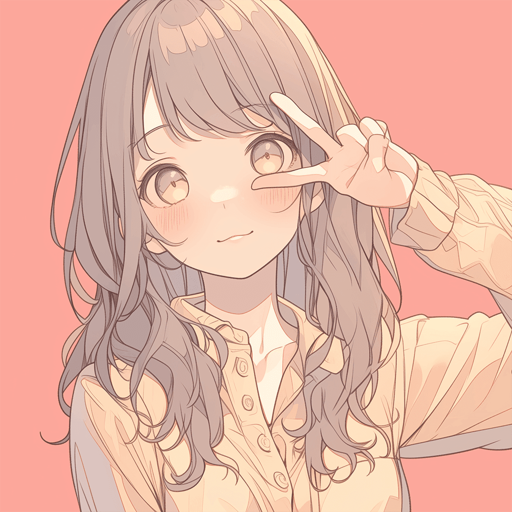 目の横でピースする女の子のイラストアイコン