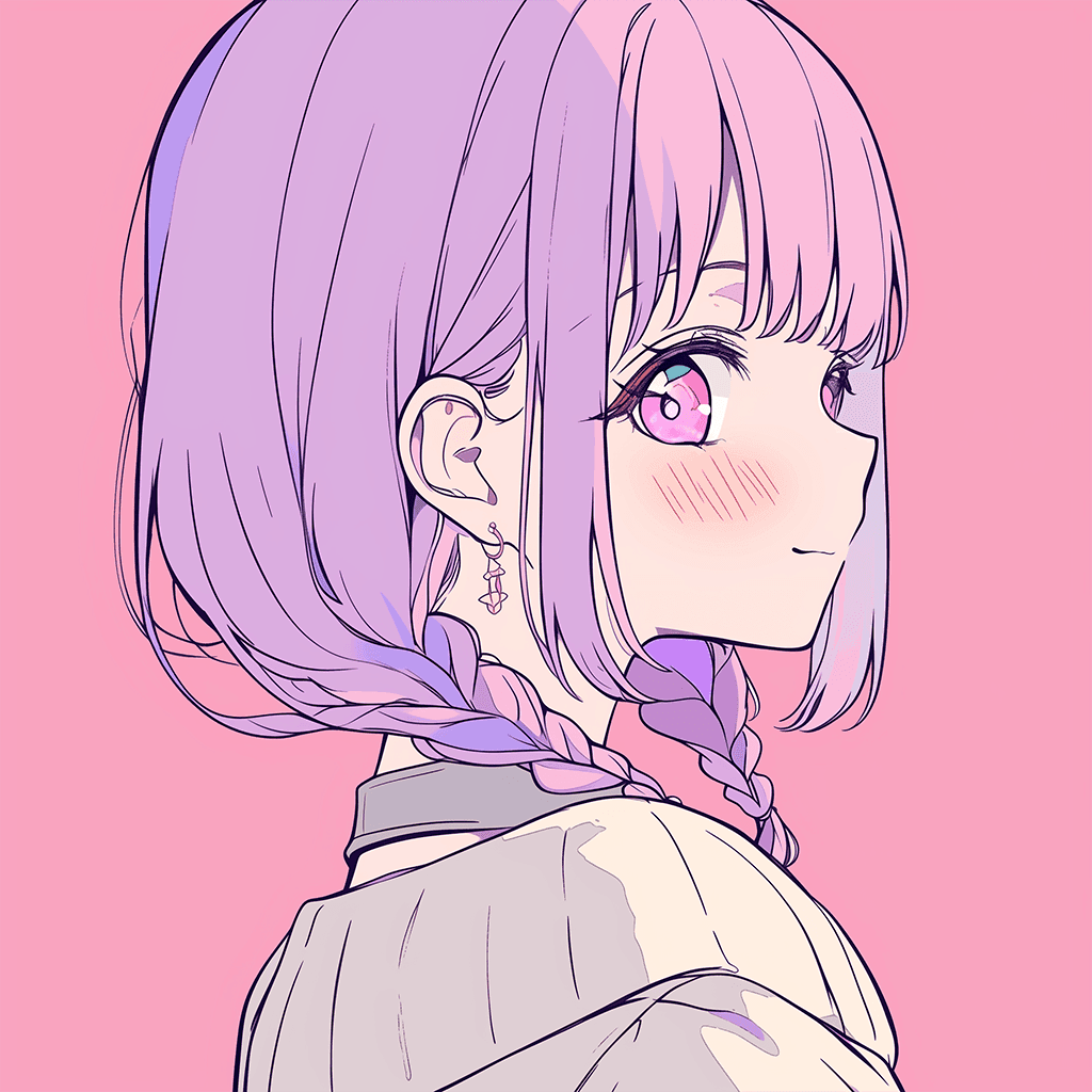 横を向いて微笑む女の子のイラストアイコン