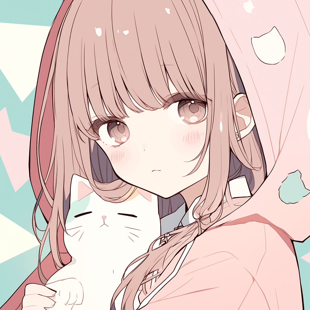 猫を抱っこする女の子のフリーアイコン