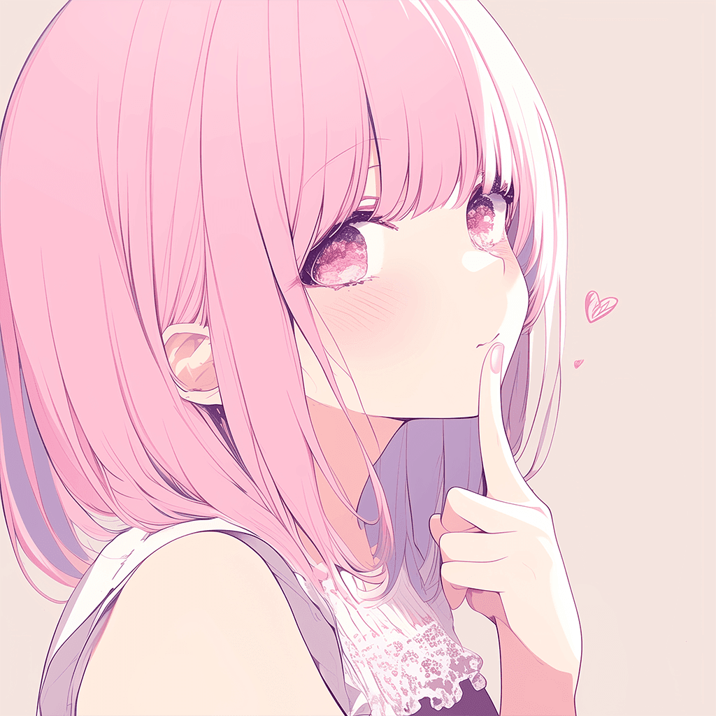 口元に人差し指を当てる可愛い女の子のイラストアイコン