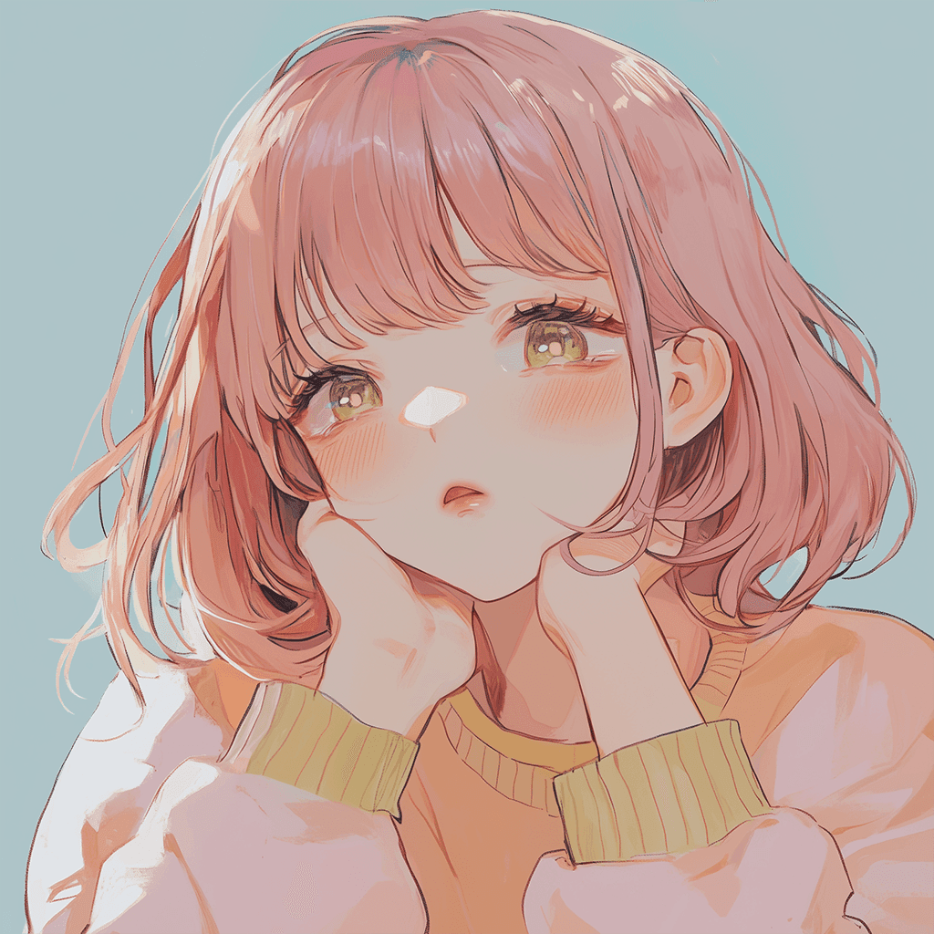 頬杖をついてぼーっとする女の子のフリーアイコン