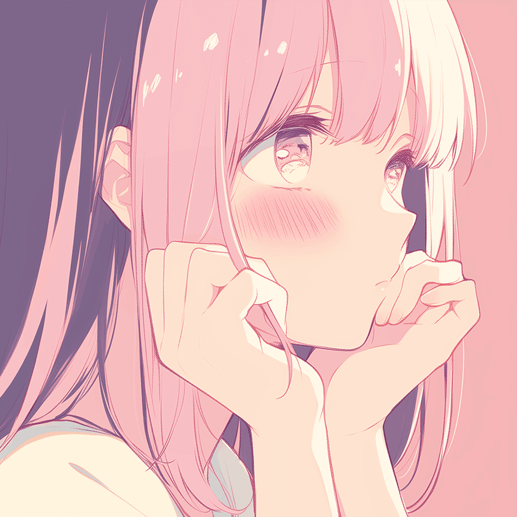 ほおづえをつくかわいい女の子のイラストアイコン