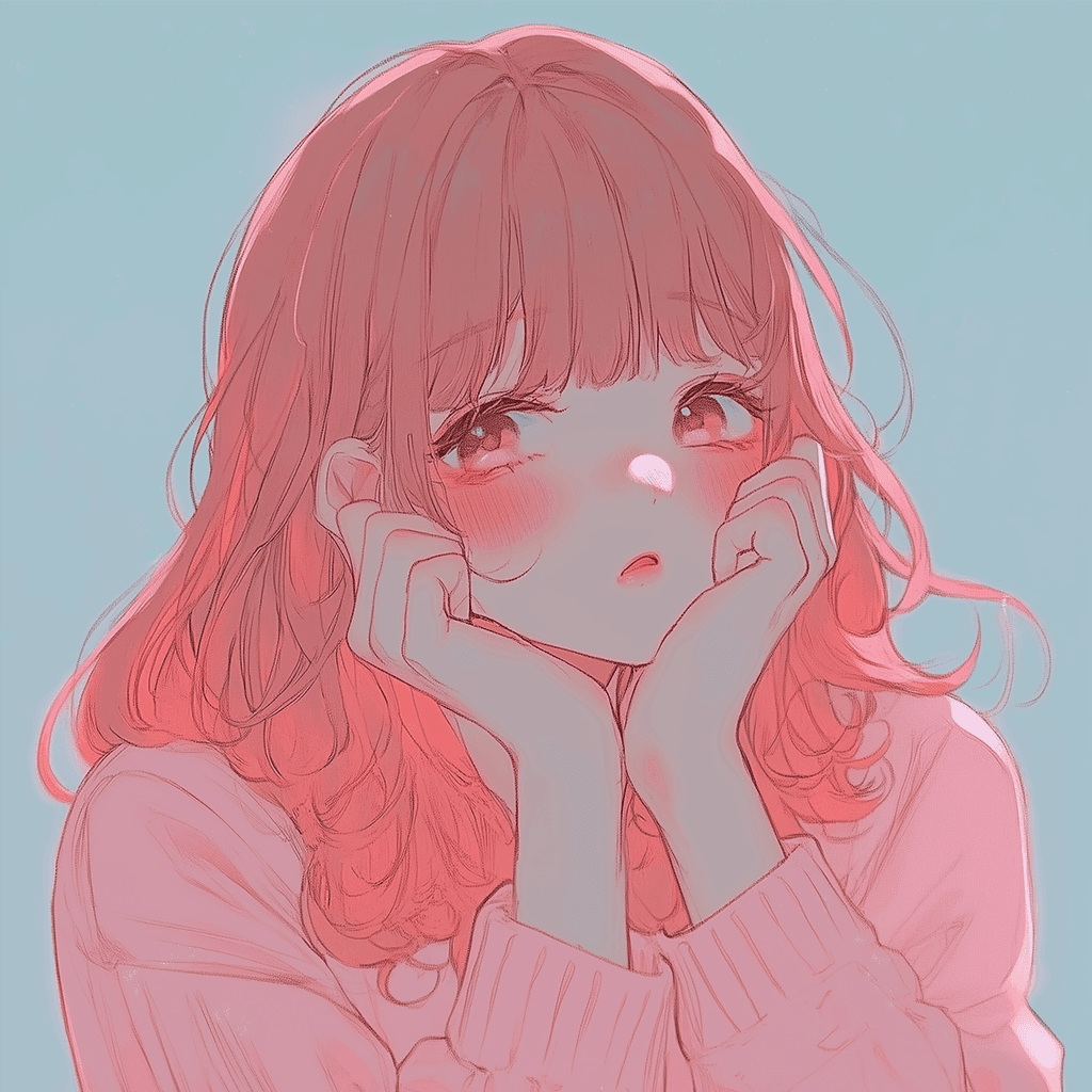 悩みを抱えている女の子のフリーアイコン