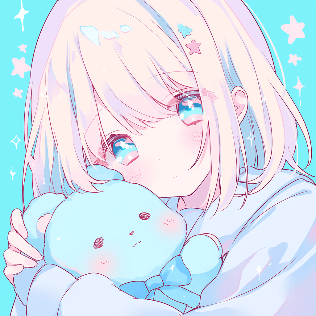 くまのぬいぐるみを抱きかかえた女の子のイラストアイコン