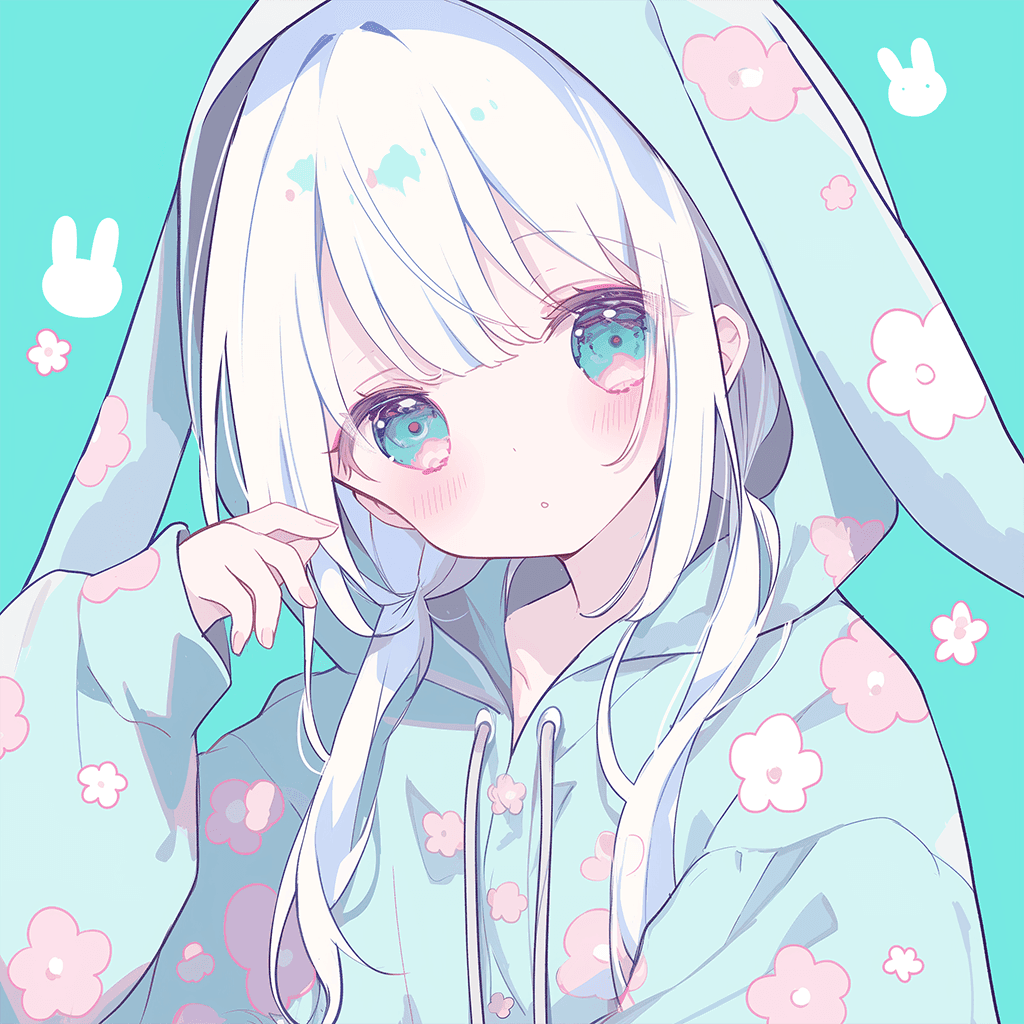 うさぎフードの服を着た女の子のイラストアイコン