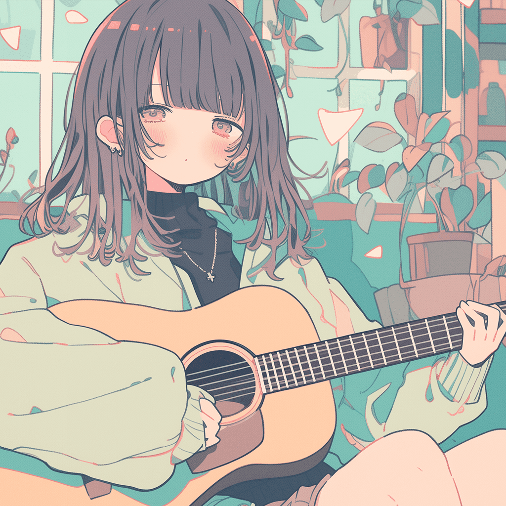 ギターを弾く女の子のフリーアイコン