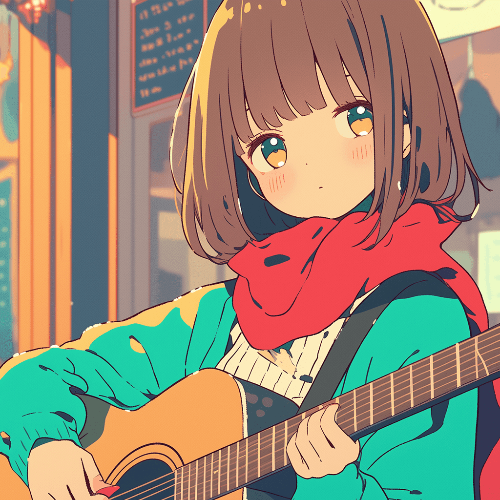 ギターを弾く女の子のフリーアイコン