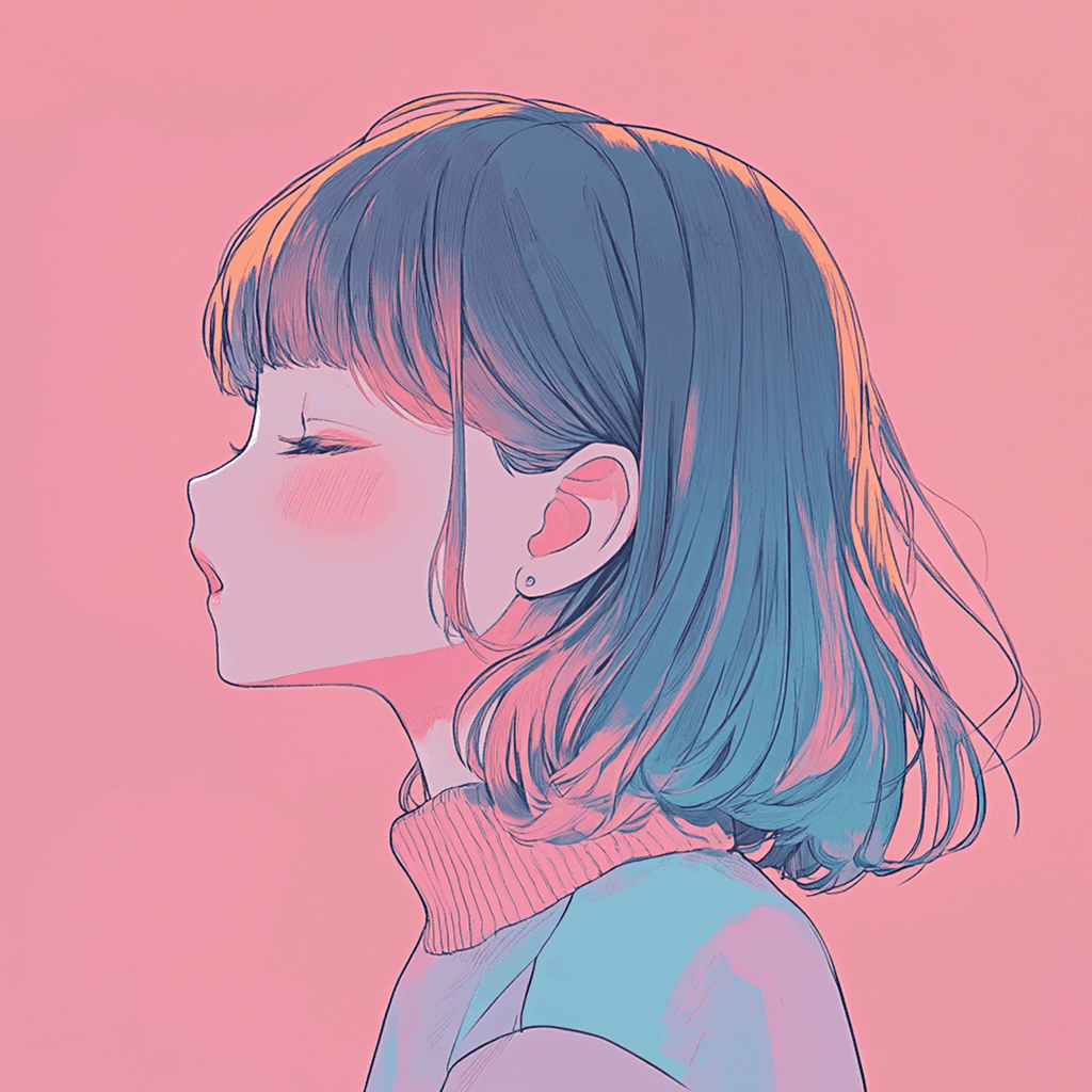 目を閉じた横向きの女の子のフリーアイコン